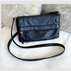 Kate Spade Fremont Place Julian Leather Fold Over Crossbody Handbag Black Gold
